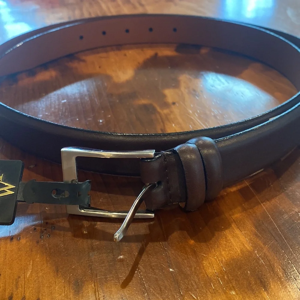 NWT leather belt brown buckle size 48 workwear